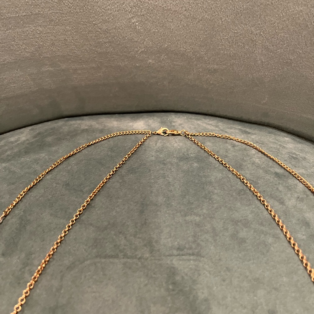 Low Hanging Gold Coated Two Layer Necklace - Picture 6 of 7